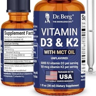 Dr. Berg Maximum Strength Vitamin D3 K2 Liquid Drops with MCT Oil –5,000 IU Liquid Vitamin D3 with K