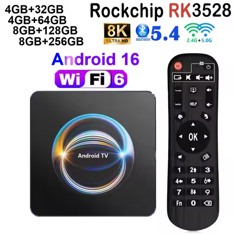 Android16 TV Box X66 RK3528 WiFi6 32GB 64GB 128GB 256GB HD 4K 8K Video 2.4G&5G Dual Wifi Google Netf