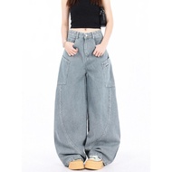 AB_HOUSE Wide Format Jeans with Curved Striped Design