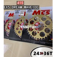 EX5 415 SPROCKET MCS SPOKET BELAKANG DREAM 415 SPOCKET 415 EX5 MCS REAR SPROCKET EX5 415 REAR SPROCK