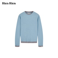 เสื้อยืดคอกลมแขนยาวลายตัดต่อ Rien Rien ทรงหลวม สไตล์ลำลอง ผ้าผสมโพลีเอสเตอร์ อะซิเตท ไหม ฤดูใบไม้ร่ว