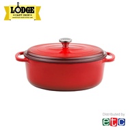 Lodge 7 Quart Red Enameled Oval Cast Iron Dutch Oven