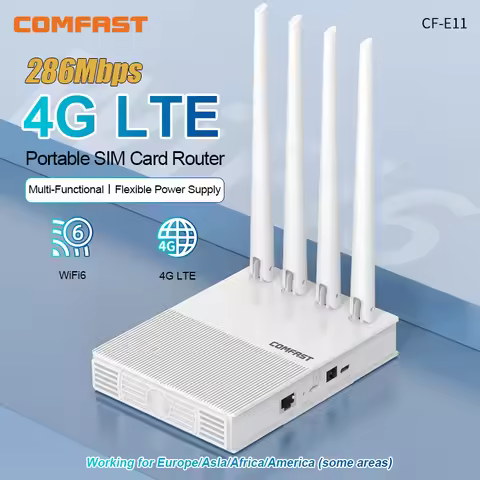 Comfast 4G LTE Router WiFi6 Router 300Mbps 4G WiFi Portable Router Modem 4 Antenna SIM Card Access P