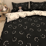 4 in1 Bedsheet Sets Cartoon Comforter Quilt Cover Mattress Protector Flat Bedsheet Set with 2 Pillowcases Single/Queen/King Size