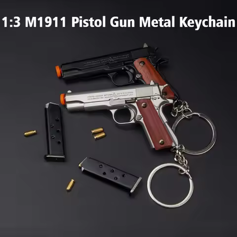 New Mini 1:3 Collector's Edition Full Metal Wooden Handle Disassembly M1911 Shell Pop-up Keychain To