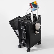 POPBO SG Stock Aluminum Frame Front opening Luggage 20/26/29 inch Luggage With USB Port TSA Lock Lug