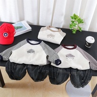 Spring Autumn Children Clothes Baby Boys Girl Cartoon Long Sleeve O-neck T Shirt Jeans 2pcs/set Kids