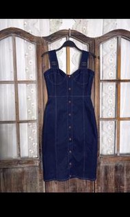 chanel牛仔布連衣裙吊帶工人裙