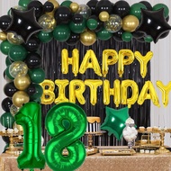 30th 40th 50th 60th Birthday Party Decorations Green Black Latex Balloon Birthday Banner Five-pointe