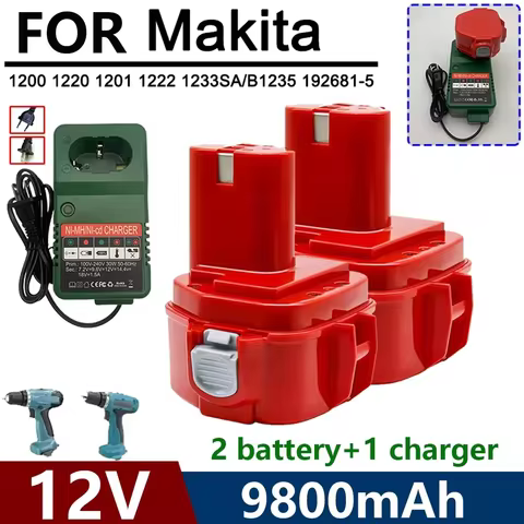12V 9800mAh Battery PA12 Ni-Mh Battery For Makita 1200 1220 1201 1222 1233SA/B1235 192681-5 Power To