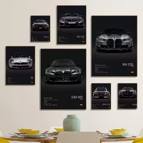Latest Sports Car F80 M3 M4 M5 Z8 G80 B-BMW Whitepaper Poster Waterproof Paper Sticker Coffee House 