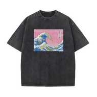 鴨鴨狂想曲 日式復古 做舊水洗 寬鬆短袖T shirt 衫系列 黑色