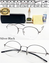frame kacamata minus premium pria wanita frame bulat baru silver black