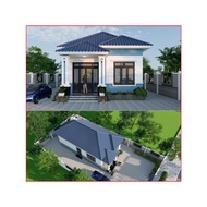 Dk95 7mx14m Japanese Roof House Design Drawing Printed on A3 Paper, Full 3D Color, Architecture, Str