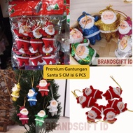 GANTUNGAN Premium Santa Snowman Glitter Christmas Tree Decoration Hanger - Santa Doll 6 PCS