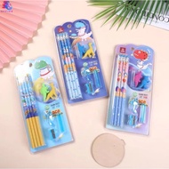 Wooden Pencils HB Pack Of 8 Dinosaur Pattern Mixed Colors Plus A Pencil Sharpener Free Case Cartoon 