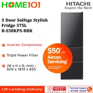 Hitachi 3 Door Solfege Stylish Fridge 375L R-S38KPS