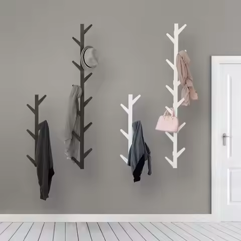 JP150420 Mrosaa Creative Bamboo And Wood Hanger Wall Hanging Hanger Living Room Bedroom Decoration H