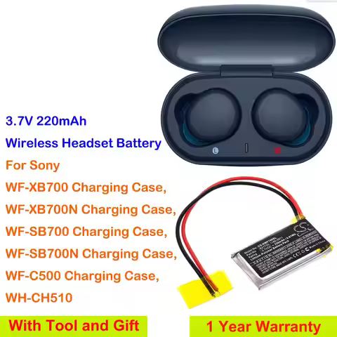220mAh Wireless Headset Battery for Sony WH-CH510, Charging Case for WF-XB700, WF-SB700,WF-XB700N, W
