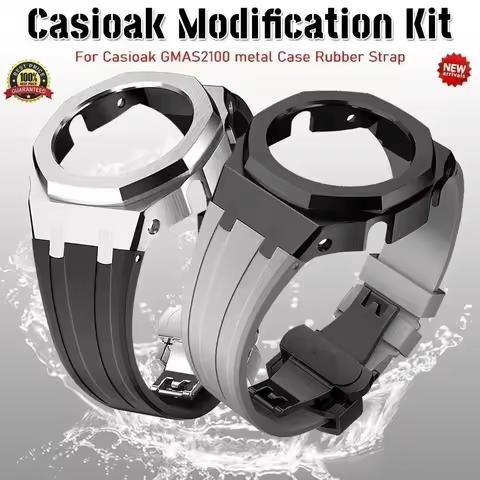 Mod Kit For Casioak GMAS2100 Stainless Steel metal Case Rubber Strap for Mod Kit GMA-S2100 4thGen Re