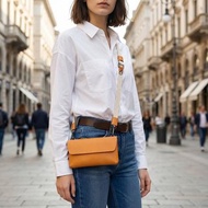 COZI-義大利植鞣革 橫式多功能手機斜跨包 摺疊手機包 手腕包