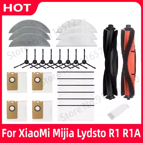 For XiaoMi Mijia Lydsto R1 R1A Main Brush HEPA Filter Side Brush Dust Bag Mop Cloth Spare Parts Robo