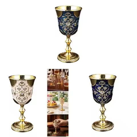 L9BE Wine Glass Cups Metal Shot Glass Exquisiteedly Crystal Accented Wine Cups