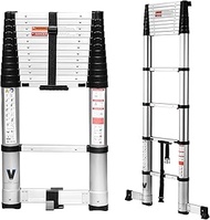 Telescoping Ladder 12.5FT,BOWEITI Extension Step Ladder One Button Retraction,Aluminum Collapsible L