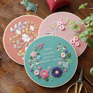 【Cross Stitch】Beginner Embroidery Needlework Cross Stitch Kit Handmade Sewing Wall Art Flowers