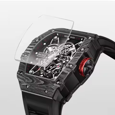 BEXEI Automatic Mechanical Watches for Men Skeleton Movement Wristwatch Synthetic Sapphire Luxury Ca