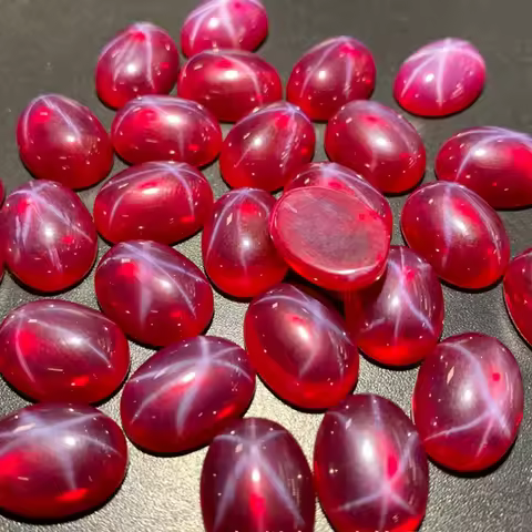Pretty Star Ruby (Observe under light) Oval Flat Smooth Surface Cut VVS Loose Gemstone for Jewelry D