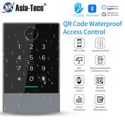 TTLOCK QR Code Access Control Reader 13.56Mhz Rfid IP67 Waterproof Keypad QRcode Scanner K3Q +G2 Hub