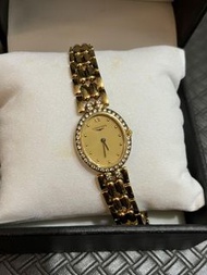 英國女王 原裝 浪琴18k&amp;750 純k金 高級 原鑲嵌 極閃亮 真鑽石手錶