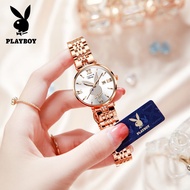 PLAYBOY 2054  นาฬิกาแบรนด์ กุหลาบทอง นาฬิกาควอตซ์ แฟชั่น กันน้ำครับ นาฬิกาข้อมือผู้หญิง(ของแท้100%)