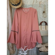 Ethnic Style Plus Size Coral Color Flare Long Sleeve Blouse (XXL) Baju Bundle Vintage Preloved