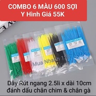 COMBO 6 COLORS Multi-colored drawstring 2.5x wide and 10cm long to mark bird's feet and chicken feet