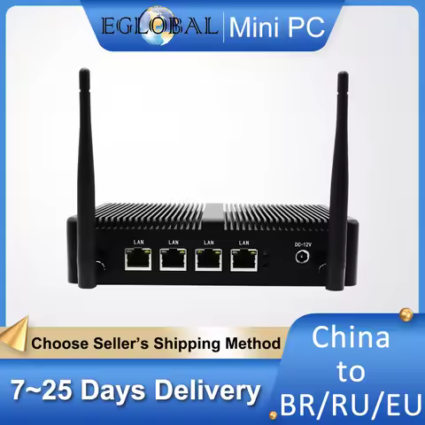 Eglobal Fanless Pfsense Mini PC Linux J1900 Quad Core Nano Itx 4*Intel WGI225AT Gigabit RJ45 Lan Fir
