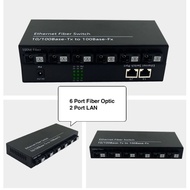 Media converter 6 port FO 2 port LAN AAABBB 100M + Adapter