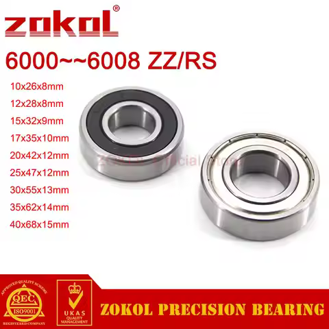 High Speed 6000 6001 6002 6003 6004 6005 6006 6007 6008 RS 2RS ZZ Deep Groove Ball Bearing Chrome St