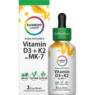 Rainbow Light Vitamin D3 + K2 as MK7 | 2 Fl Oz | 2,000IU Vitamin D |  Formula | Vegetarian, Non-GMO,