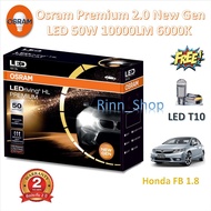 Osram Car Headlight Bulb Premium 2.0 New Gen LED+5 6000K 10000LM 50W Honda Civic FB 1.8 Plus LED T10