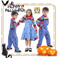 【Local Stock】Chucky Kids Cosplay Costume | Good Guys Boys Overalls & Girls Dress | Halloween Fancy D