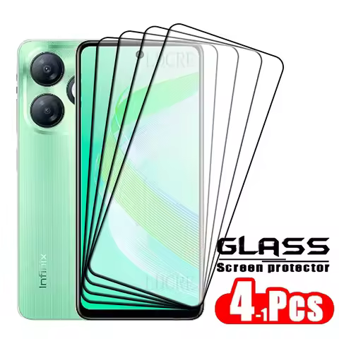 4Pcs For Infinix Smart 8 Glass Infinix Smart 8 Tempered Glass Protective Full Cover Glue HD 9H Scree