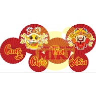 3D RED FAN SET NEW SPRING WISHES MODEL