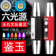 High Power 6 Light Sources Flashlight Jade Inspection Lamp 365nm 395nm UV/Yellow/White/Blue/Red Ligh