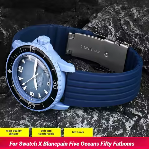 Silicone Watch strap For Swatch X Blancpain Five Oceans Fifty Fathoms Watchband rubber wristband Dep