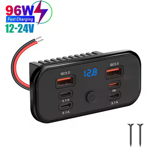 96W QC3.0 PD Type C USB Quick Charger 3.0 with Voltage Switch Fast Charging 4/6 Ports Power Panel Fo