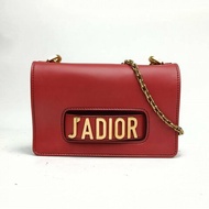DIOR Jadior鏈條包中號25紅色牛皮金扣肩背包