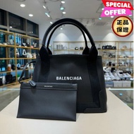 🎉新品好折扣✨Balenciaga 339933 Navy S 小款Cabas 帆布牛皮托特包 黑色