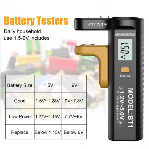 LCD Digital Battery Tester Battery Level Detector Volt Measure Battery Checker For C D N AA AAA 9V 1